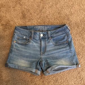 AE Light Denim Midi Shorts